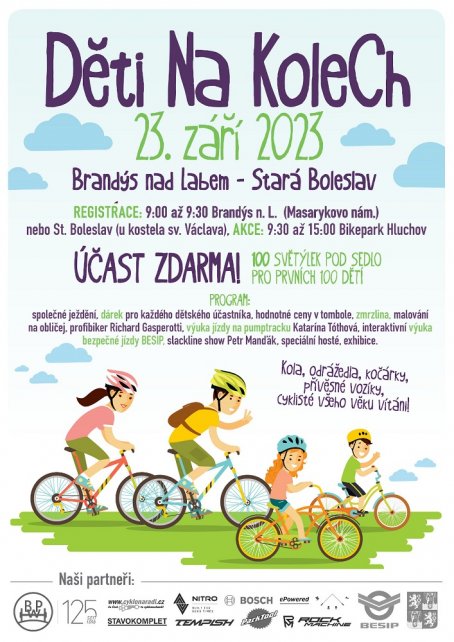 Velký dětský den na kolech se valí do Brandýsa nad Labem - Staré Boleslavi